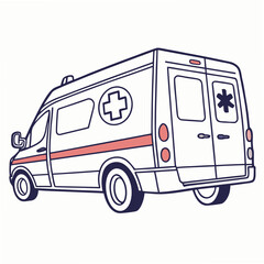 White ambulance van with red stripe and medical symbols healthcare emergency © RABBY MIA