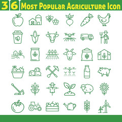World Wide Most Popular Agriculture Icon Set