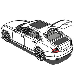 White luxury sedan with open trunk and sunroof luxury car white car © RABBY MIA