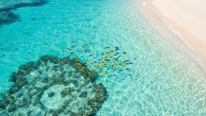 Living Mosaic: Coral Patterns Beneath Turquoise Waters