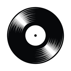 Vintage vinyl record silhouette isolated on white background