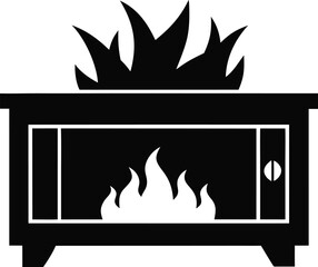 Electric Fireplace Silhouette Vector Illustration