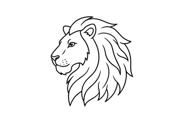 Elegant Lion Head Outline Illustration a simple and clean line drawing of a lion s head in profile perfect for logos tattoos or coloring pages