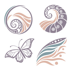 Obraz premium Swirling abstract designs and butterfly vector