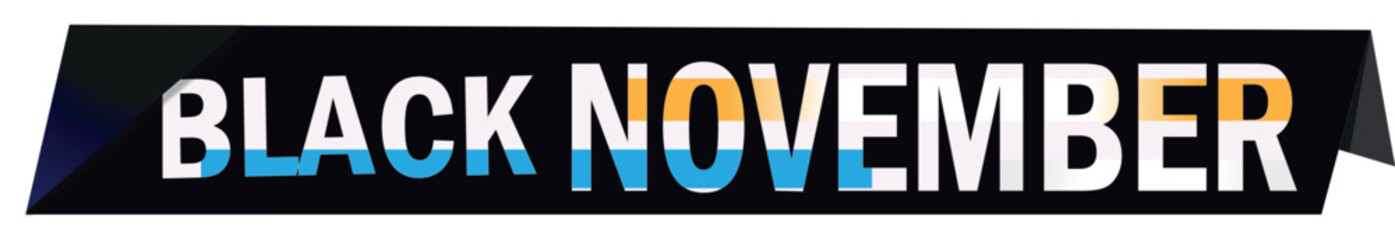 Black November: A striking banner design announces Black November, inviting excitement with its bold lettering and dynamic graphic accents.