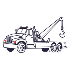 Naklejka premium Tow truck with hook and red lights crane vehicle