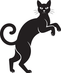 Halloween Cat Silhouette Vector, Collection of Witch Cat with Hat Icon Isolated and White Background