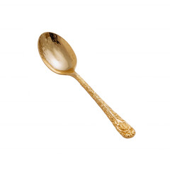 A beautifully designed vintage gold spoon on a white isolated background, perfect for enhancing elegance in dining and culinary presentations.