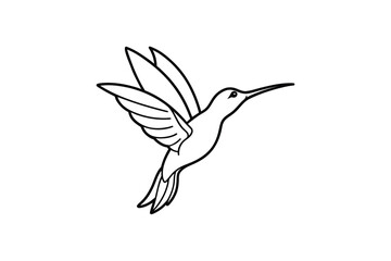 Obraz premium Elegant Hummingbird Line Art Illustration A minimalist black and white depiction of a hummingbird in flight perfect for logos tattoos and nature themed designs with