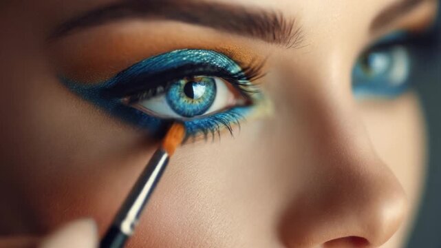 Close-up of eye makeup application
