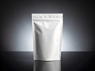 Foil pouch with zipper, doypack for food. Blank stand up plastic bags mockup. flex package with zip lock isolated on white background, 3d illustration