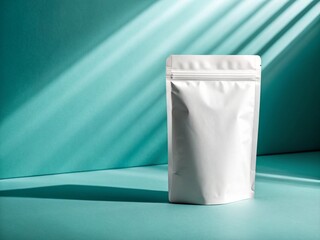 Foil pouch with zipper, doypack for food. Blank stand up plastic bags mockup. flex package with zip lock isolated on white background, 3d illustration