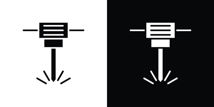 Hydraulic breaker icon in modern thin line and glyph concept.