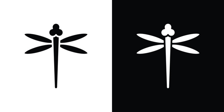 Dragon fly icon in modern thin line and glyph concept.