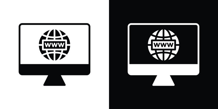 Domain icon in modern thin line and glyph concept.
