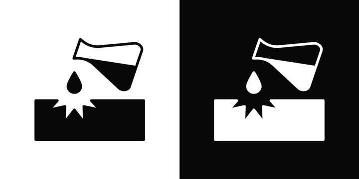 Corrosive substance icon in modern thin line and glyph concept.