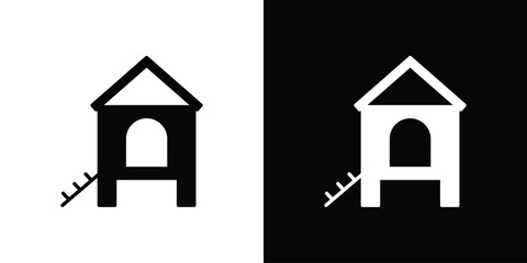 Chicken coop icon in modern thin line and glyph concept. © Bell