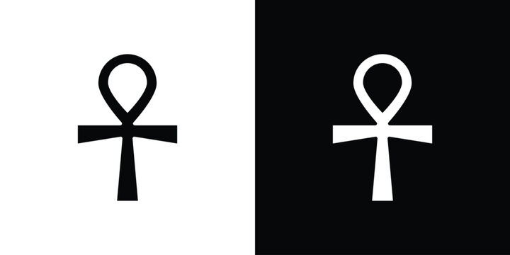 Ankh icon in modern thin line and glyph concept.