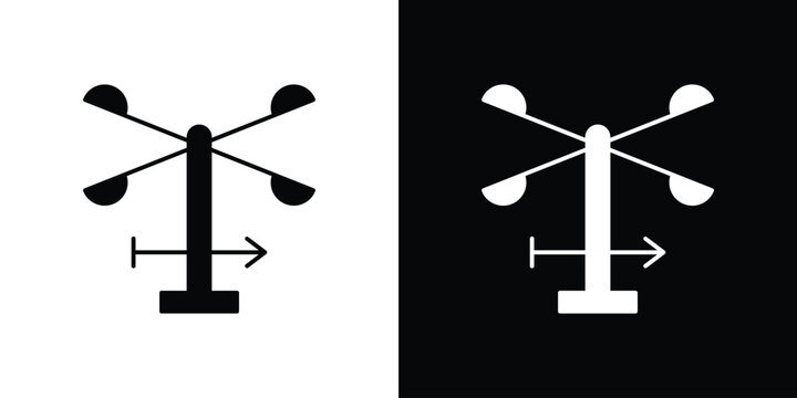 Anemometer icon in modern thin line and glyph concept.
