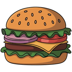 hamburger on white background