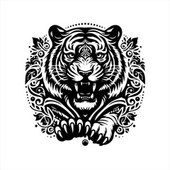 Fototapeta premium Tiger head isolated on white