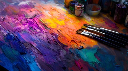 An experimental art studio where vibrant hues and textures come to life in layers.