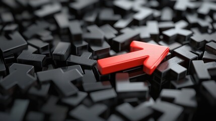 A red and black arrow on a black background with a red arrow in the foreground and a black arrow in the background.