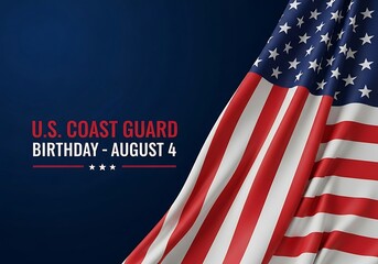 U.S. Coast Guard Birthday Graphic Honoring August 4th A Patriotic Image Featuring the American Flag and Coast Guard