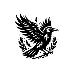 Obraz premium A crow in flight illustration