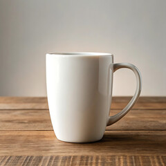 Obraz premium White ceramic mug on wood white mug coffee cup