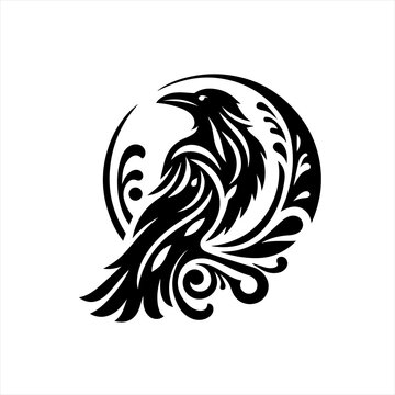 A stylized raven bird