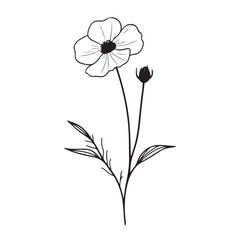 wildflowers silhouette, A silhouette of wildflowers against a light background, vector wildflowers on white background, Black and white illustration, silhouette design. 