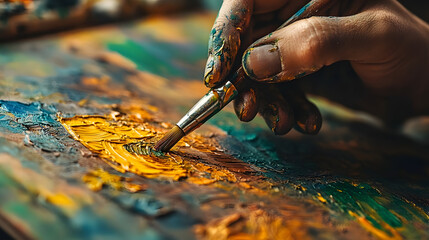 An individual in an art therapy session using textured techniques to express the complexity of their inner emotions and mental landscape.