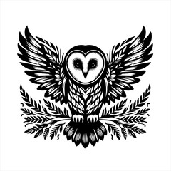 Obraz premium Barn owl with open wings