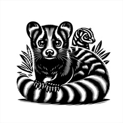 Cute civet with cub