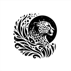 Naklejka premium Cheetah profile in decorative circle