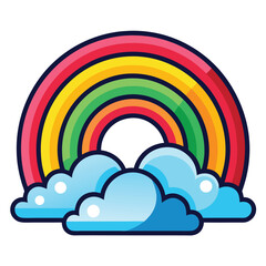 Rainbow with Sky clouds logo design

