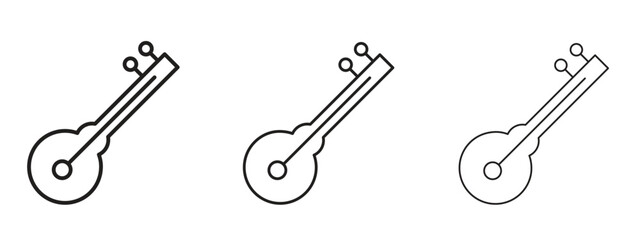Naklejka premium Sitar icon in stroke art design versions. EPS 10