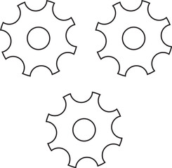 set of gear wheels and setting Icon Black & White