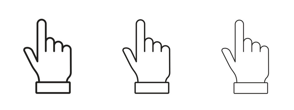 Pointing hand icon in stroke art design versions. EPS 10