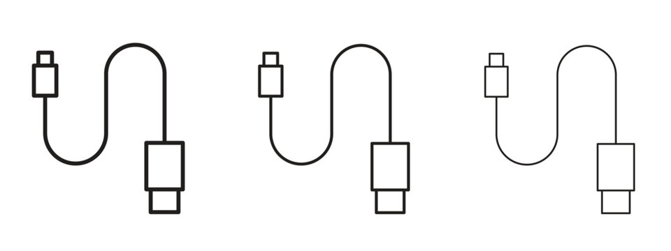 Phone cable icon in stroke art design versions. EPS 10