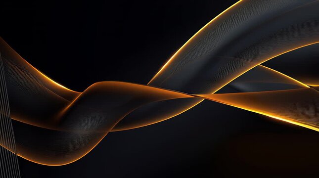 Abstract dark background with glowing gold lines