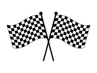 Double crossed Checkered racing flag or Racing start and finish checkered flag.