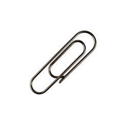 A single metal paperclip at an angle against a pristine white backdrop symbolizing simplicity and organization