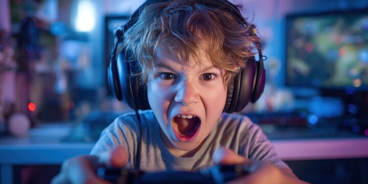 Joyful Young Gamer Immersed in Video Game Adventure, Experiencing Fun and Emotion - Powered by Adobe