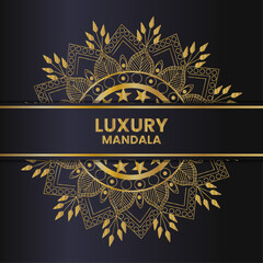 Elegant gold luxury mandala design on dark background