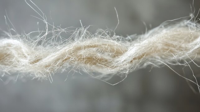 A close-up of a tangled rope with a white background, showing the texture and knots of the rope.