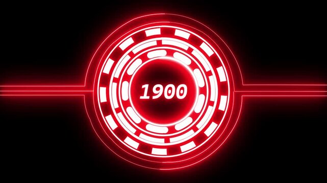 animation black background 1900 text with screen effects of technological failures. Concept of counting years. Past year technology concept.
