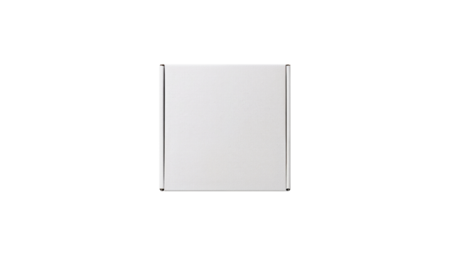 Isolated minimalistic white cardboard box showcasing neutral packaging aesthetics on transparent