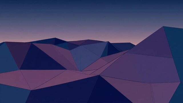 Evening landscape with polygonal triangular shapes forming minimalist hills under clear sky, ideal for modern graphic design